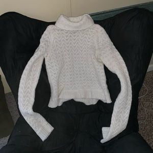White crop top turtleneck